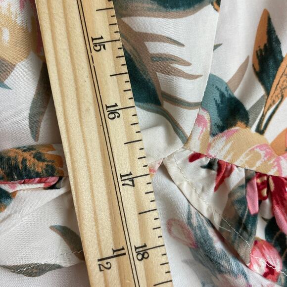 Dex Floral Hawaiian Print Midi Skirt Women XL Cream Red Ruffle Cottagecore Boho - Picture 10 of 11